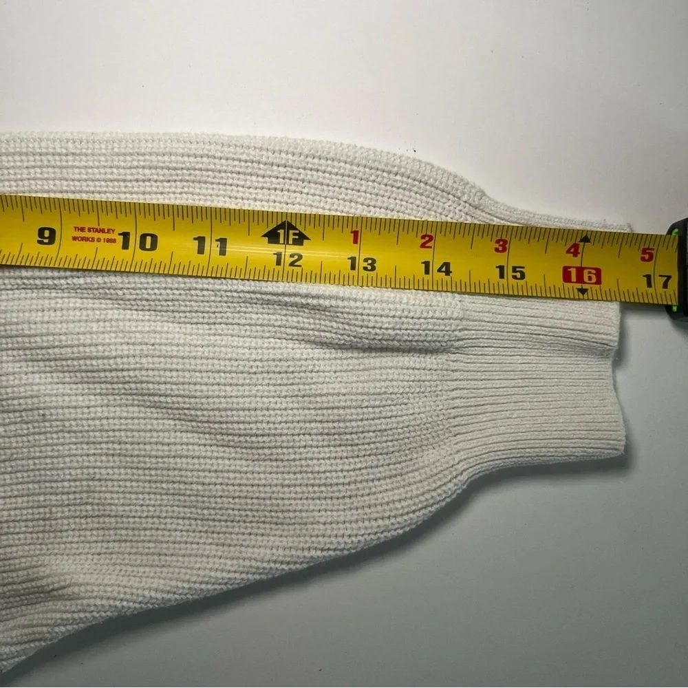Express Women’s Sweater Sz L Rufffled Drop Sleeve White Cuffed 2018 Cotton - Picture 11 of 14